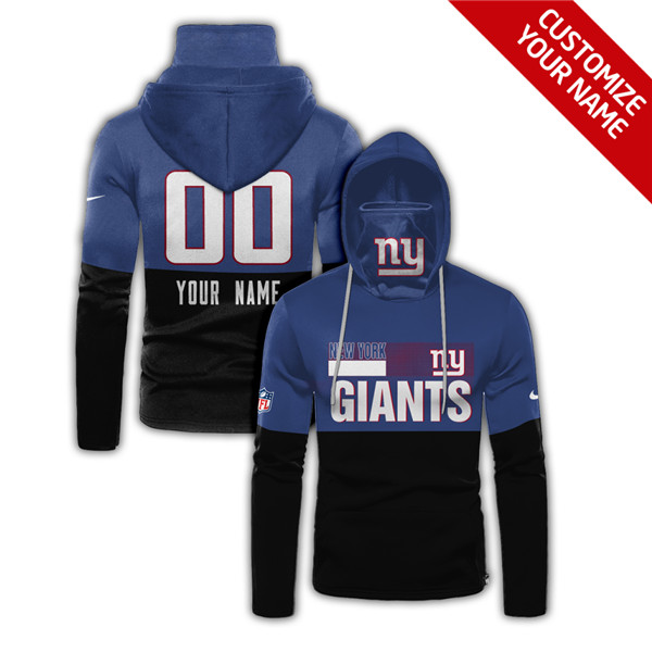 Men's New York Giants 2020 Black And Blue Customize Hoodie Mask
